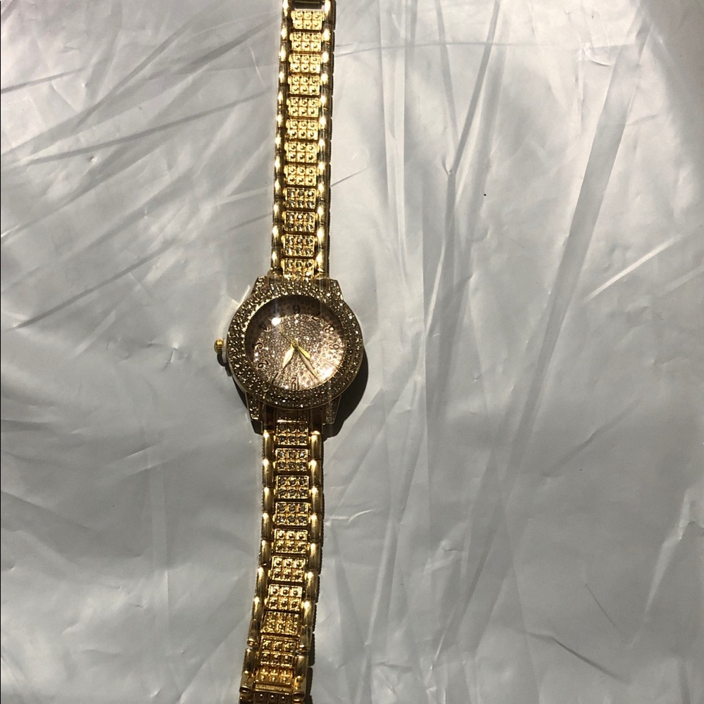 Gold Watch with Crystal Accents